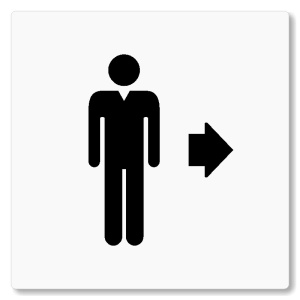 WC muži vpravo, 80x80mm, bílá, Nevada